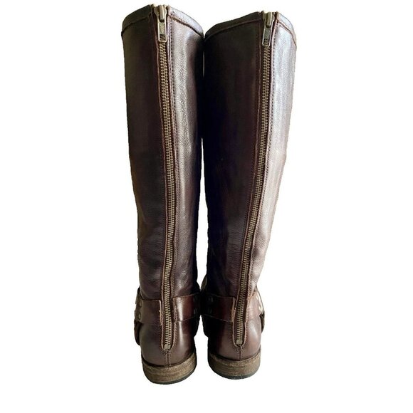 Frye Leather Harness Melissa Boots Women Sz 6.5 Brown Round Toe - Picture 5 of 13